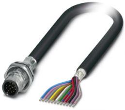 Sensor-Aktor Kabel, M12-Kabelstecker, gerade auf offenes Ende, 12-polig, 2 m, PVC, schwarz, 1.5 A, 1442230