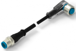 Sensor-Aktor Kabel, M12-Kabeldose, abgewinkelt auf M12-Kabelstecker, gerade, 4-polig, 0.3 m, PUR, schwarz, 4 A, 3-2273126-1