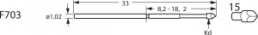Standard-Prüfstift mit Tastkopf, Dreikant, Ø 1.02 mm, Hub 6.4 mm, RM 1.9 mm, L 33 mm, F07515B120G150