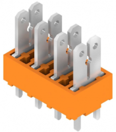 Leiterplattenklemme, 4-polig, RM 5 mm, 0,2-2,5 mm², 15 A, Flachstecker, orange, 9500430000