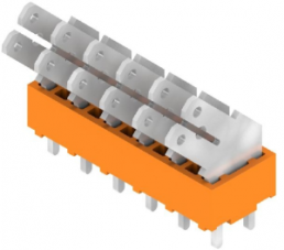 Leiterplattenklemme, 6-polig, RM 5 mm, 0,2-2,5 mm², 15 A, Flachstecker, orange, 9511830000
