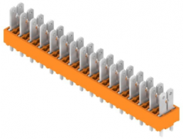 Leiterplattenklemme, 16-polig, RM 5 mm, 0,2-2,5 mm², 15 A, Flachstecker, orange, 9500560000