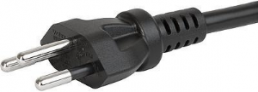 Geräteanschlussleitung, Schweiz, Stecker Typ J, gerade auf C13-Kupplung, gerade, H05VV-F3G1,0mm², schwarz, 4 m