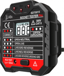 Steckdosentester, VA-LABS SDT0015, mit LCD und RCD-Prüfung