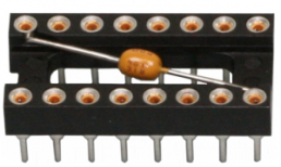 IC-Fassungen mit Kondensator, 28-polig, RM 2.54 mm (15.24 mm), Kupferlegierung, vergoldet für DIL-IC