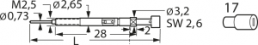 Schalt-Prüfstift, Flachkopf, Ø 2.65 mm, Hub 4.2 mm, RM 3.5 mm, L 44.8 mm, F88617B300G350SM