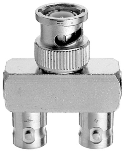 Koaxial-Adapter, 50 Ω, BNC-Stecker auf 2 x BNC-Buchse, Y-Form, 100123516