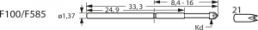 Standard-Prüfstift mit Tastkopf, Vierfach-Krone, Ø 1.37 mm, Hub 6.4 mm, RM 2.54 mm, L 33.3 mm, F10021S090L300
