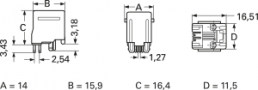 Socket, RJ9/RJ10/RJ22, 4 pole, 4P4C, Cat 3, solder connection, PCB mounting, 5520257-2