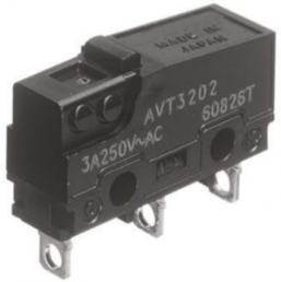 Subminiature snap-action switch, On-On, solder connection, pin plunger, 0.98 N, 3 A/125 VAC, 30 VDC, IP40