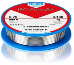 Solder wire, leaded, Sn60Pb39Cu1, Ø 0.75 mm, 100 g