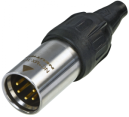 XLR plug, 5 pole, gold-plated, 1.0 mm², AWG 18, stainless steel, NC5MX-TOP