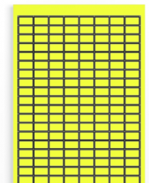 Acrylic Label, (L x W) 19 x 11 mm, yellow, Sheet with 25 pcs