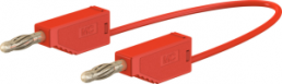 Measuring lead with (4 mm plug, spring-loaded, straight) to (4 mm plug, spring-loaded, straight), 1.5 m, red, PVC, 1.0 mm², CAT O