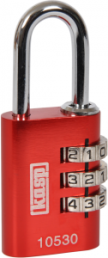 Combination lock, level 3, shackle (H) 27 mm, red, steel, (B) 30 mm, K10530REDD