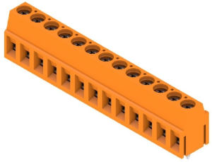 PCB terminal, 13 pole, pitch 5 mm, AWG 24-14, 15 A, screw connection, orange, 1234050000