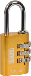 Combination lock, level 3, shackle (H) 27 mm, yellow, steel, (B) 30 mm, K10530YELD