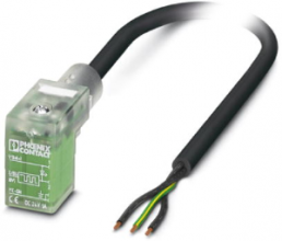 Sensor actuator cable, valve connector DIN shape C to open end, 3 pole, 5 m, PUR, black, 1 A, 1401544