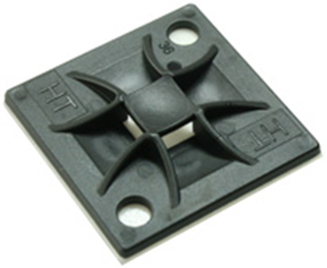 Mounting base, nylon, black, self-adhesive, (L x W x H) 20 x 20 x 3.7 mm