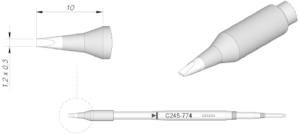 Soldering tip, Chisel shaped, Ø 0.3 mm, C245774