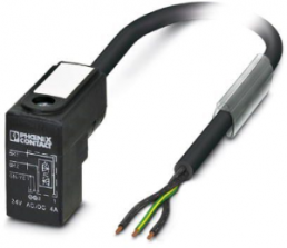 Sensor actuator cable, valve connector DIN shape C to open end, 3 pole, 1.5 m, PVC, black, 4 A, 1439162