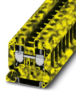 Through terminal block, screw connection, 1.5-25 mm², 2 pole, 76 A, 8 kV, yellow/black, 3047663