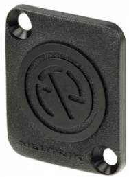 Cover plate for XLR panel-mount connector, black, 16 A, Plastic