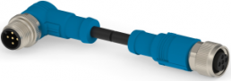 Sensor actuator cable, M12-cable plug, angled to M12-cable plug, straight, 5 pole, 1 m, PVC, black, 4 A, T4162213005-002