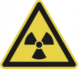 Warning sign, symbol: radioactive, Ø 100 mm, plastic, 024.01-9-100-W1