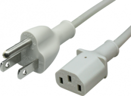 Device connection line, Japan, plug type B, straight on C13 jack, straight, VCTF 3x0.75 mm², gray, 2 m