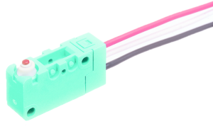 Miniature snap-action switche, On-On, stranded wires, pin plunger, 1.96 N, 3 A/250 VAC, IP67