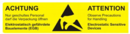 Warning sign, ESD logo with warning notice, (L x W) 26 x 105 mm, paper, BK0602001