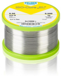 Solder wire, lead-free, Sn100Ni+, Ø 0.5 mm, 500 g