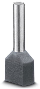 Insulated twin wire end ferrule, 2.5 mm², 18.5 mm/10 mm long, NF C 63-023, gray, 3240669