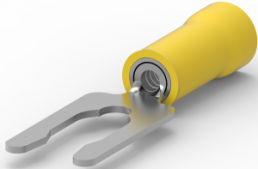 Insulated forked cable lug, 0.12-0.4 mm², AWG 26 to 22, 3.51 mm, M3.5, yellow