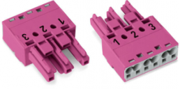 Socket, 3 pole, spring-clamp connection, 0.5-4.0 mm², pink, 770-283