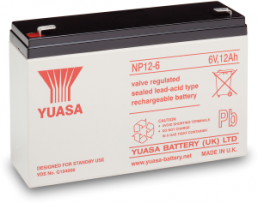 Lead-battery, 6 V, 12 Ah, 151 x 50 x 97 mm, faston plug 6.3 mm