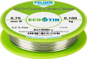 Solder wire, lead-free, Sn99.3CuNiGe, Ø 0.75 mm, 0.1 kg