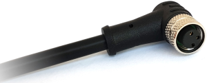 Sensor actuator cable, M8-cable socket, angled to open end, 4 pole, 1 m, PUR, black, 3 A, PXPTPU08RAF04ACL010PUR