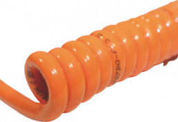 PUR Spiral cable H05BQ-F 3 x 1.0 mm², unshielded, orange
