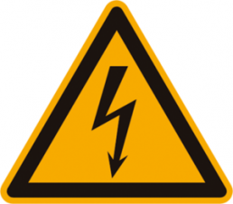 Warning sign, symbol: lightning, Ø 12.5 mm, plastic, 080.70-9-12,5-Z3/50