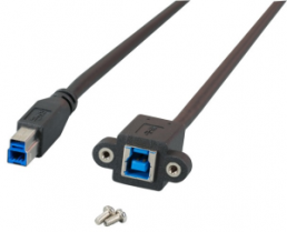 USB 3.0 Cable for front panel mounting, USB plug type B to USB socket type B, 1.8 m, black