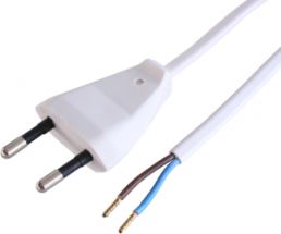 Connection line, Europe, plug type C, straight on open end, H03VVH2-F2x0.75mm², white, 3 m
