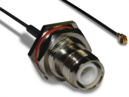 Coaxial Cable, TNC jack (straight) to AMC plug (angled), 50 Ω, 1.13 mm micro cable, 250 mm, 336206-12-0250