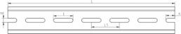 DIN rail, perforated, 35 x 7.5 mm, W 214 mm, steel, sendzimir galvanized, HS-HUT-01-25-52-214