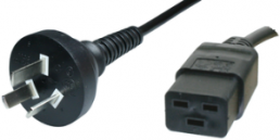 Device connection line, China, plug type I, straight on C19 jack, straight, H05VV-F3G1.5mm², black, 2.5 m