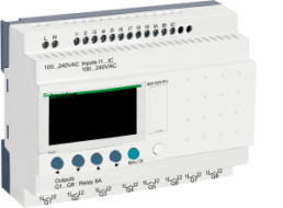 Compact smart relay Zelio Logic - 20 I O - 100..240 V AC - clock - display