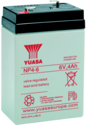 Lead-battery, 6 V, 4 Ah, 70 x 47 x 106 mm, faston plug 4.8 mm