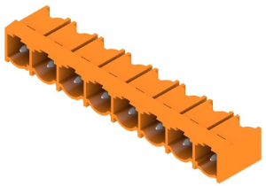 Pin header, 8 pole, pitch 7.62 mm, angled, orange, 1980430000