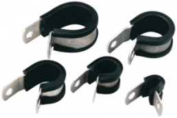 Cable clamp, max. bundle Ø 31.8 mm, aluminum, black, (W) 16.3 mm